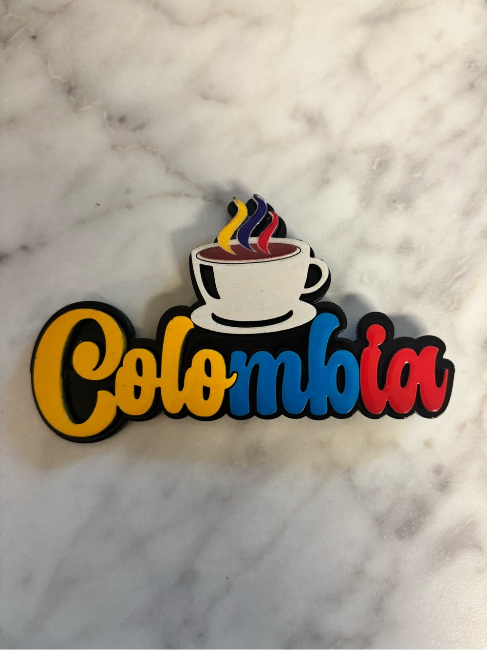 Colombia Coffee Cup Magnet - Yellow Blue Red Accent